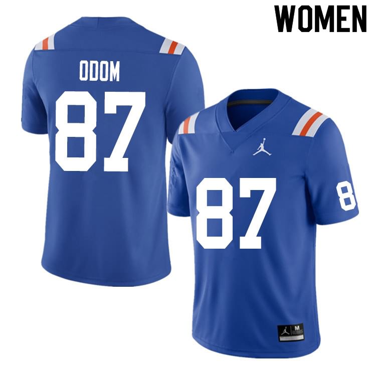 NCAA Florida Gators Jonathan Odom Women's #87 Nike Blue Throwback Stitched Authentic College Football Jersey JDN7764DN